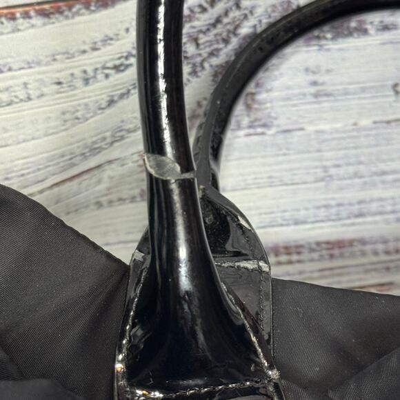 TORY BURCH Large Black Logo Nylon & PVC Tote Shoulder Bag 13x16 - Picture 2 of 6